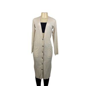 Jessica Simpson Womens Beige Knit Longline Cardigan With Buttons & Pockets Sz M